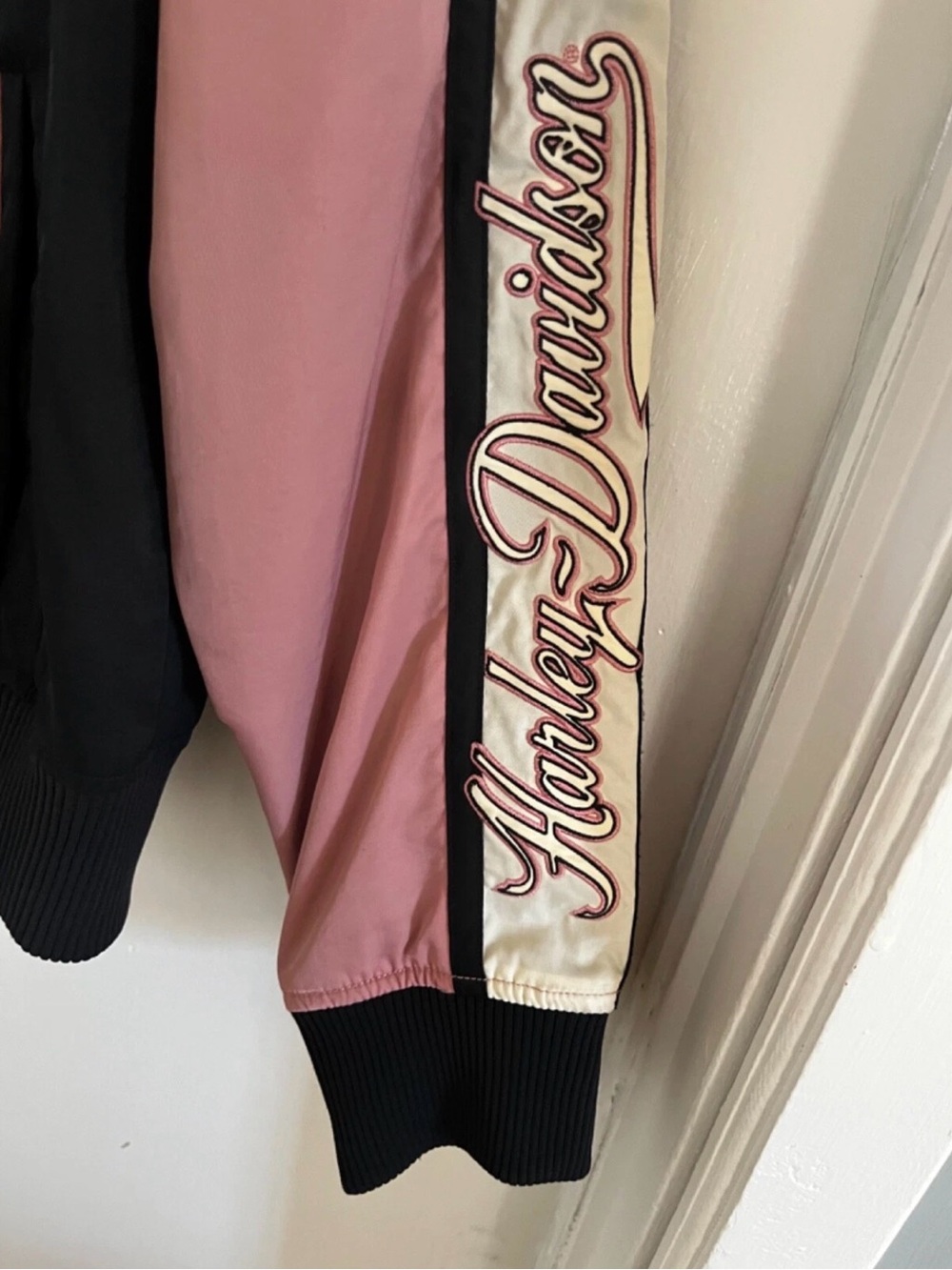 Harley Davidson Motorcycles Black/Pink Mesh lined Nylon jacket -Womens sz XL - Picture 3 of 8